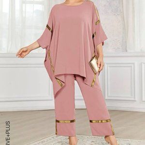 Batwing Sleeve Tape Detail Top & Pants Set